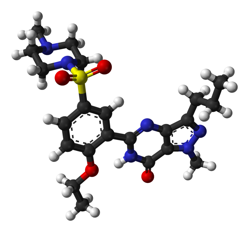 3D model molekuly Sildenafil, účinné složky Viagry.